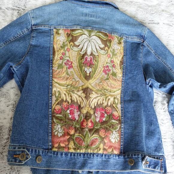 The Denim Taylor brocade n bling jean jacket n silk belted jeans n trim 14 - Picture 8 of 16